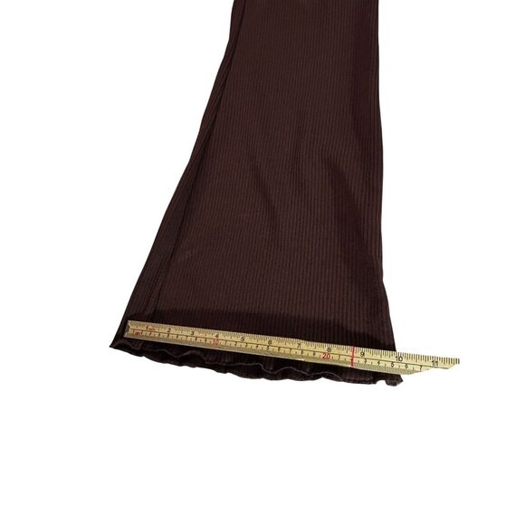 H&M Womens Ribbed Flare Pants Brown M Polyester & Elastane - Picture 11 of 11